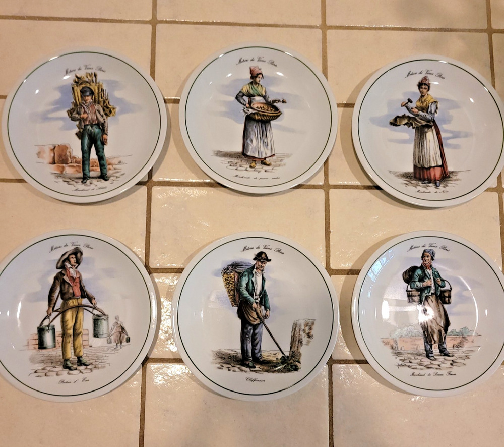 Vintage Tradition CNP France Metiers du Vieux Paris Porcelain Plates Set 6 NIB
